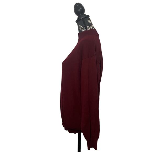 Linea Uomo Long Sleeve Mock Neck Knit Sweater Merino Wool Blend Italy Red Large - Picture 6 of 9